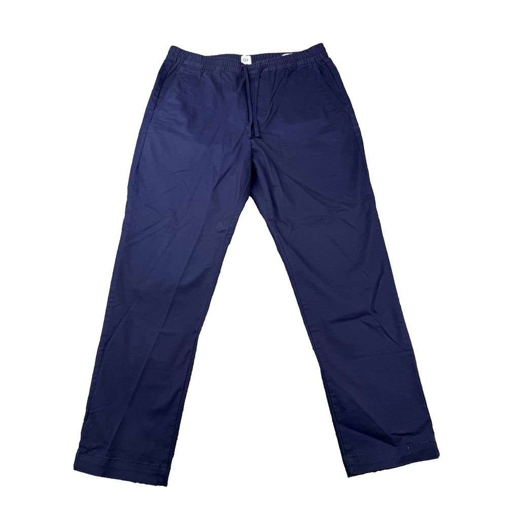 GAP Easy Essential Pants Men's Medium Navy Blue Elastic Waist Casual Lightweight